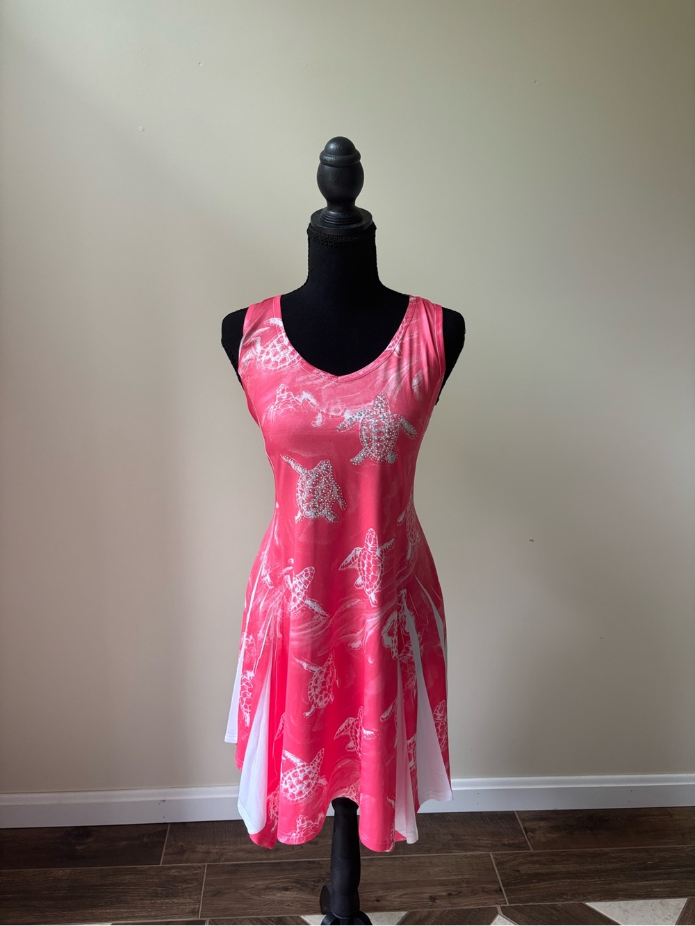 India Boutique Pink and White Turtle Print Midi Dress